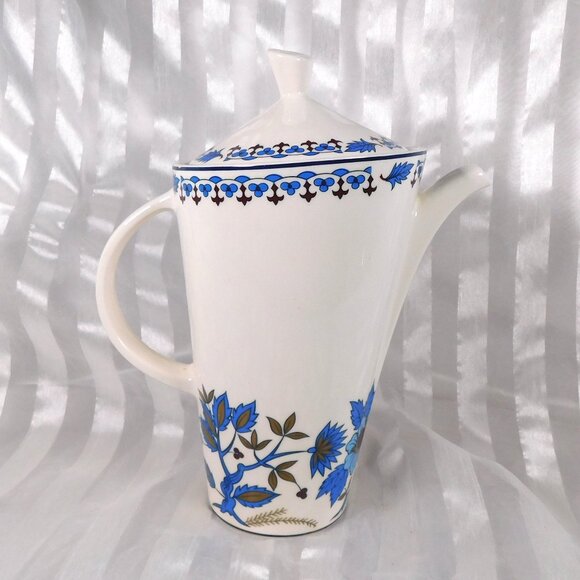 Nueve San Isidro White Coffee Pot with Blue Floral Desgn # 26495 - Picture 2 of 6